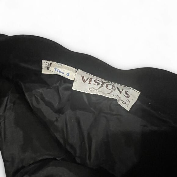 Vintage Black Midi Skirt W/ Asymmetric Wrap Ruffle Detail & Button. - Picture 11 of 12